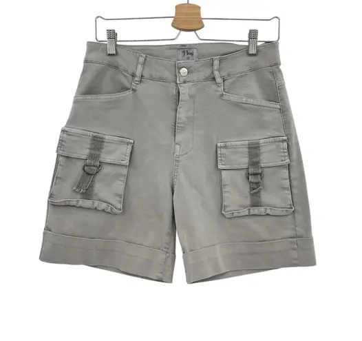 Bevy Flog Kim Cargo Shorts Pockets Cotton Stretch Gray Size 28