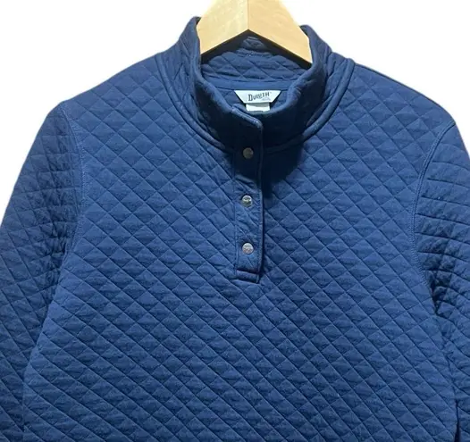 Duluth Trading Company Quilted Snap Pullover in Navy Blue Size Medium