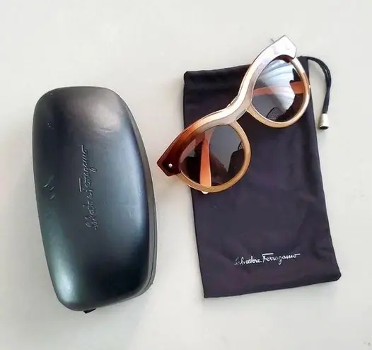 Salvatore Ferragamo Brown Beige Fashion Sunglasses