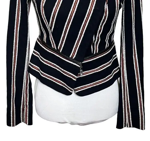 Intermix Lisa Boucle Striped Jacket Blazer Peplum Biker Women's Size 0