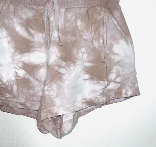 All In Motion Brown & White Tie Dye High Rise Lounge Shorts