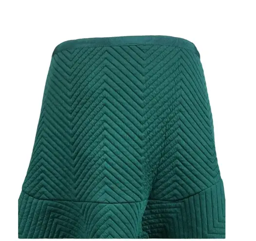 Line and Dot Mini Skirt Green Daria Quilted Flared Peplum Hem Cotton Revolve NWT