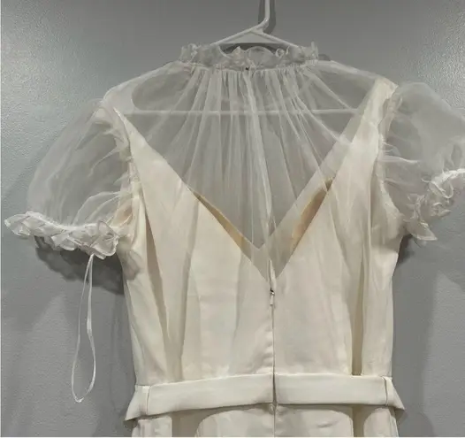 Mac Duggal 26621 Illusion Belted Jumpsuit in White 8