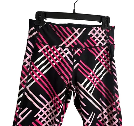 Tommy Hilfiger  Performance Leggings Womens M Pink Plaid Stretch Active Crop