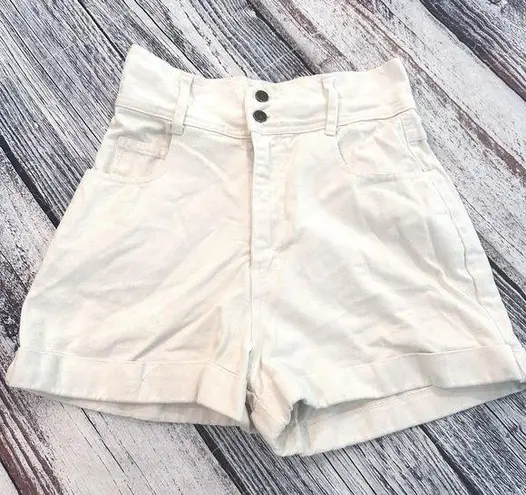 Vintage 90’s “Not Guilty” Made in USA White Cotton High Rise Shorts Size 29