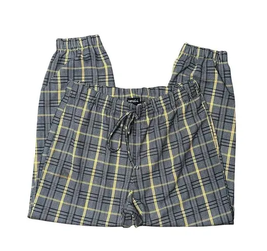 Messhi Womens L Black/White Plaid Checkered Elastic Waist Jogger Pants Stretch Yellow Size L - Image 4