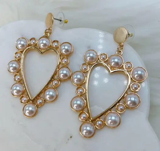 Nordstrom gold pearl heart earrings