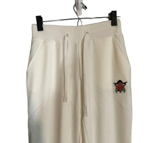 Badgley Mischka White Original Artwork Logo French Terry Joggers Women Sz XS