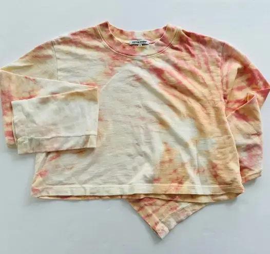 Cotton Citizen Tokyo Crop Cotton Tee Tie Dye Size Medium Cream Peach Pink