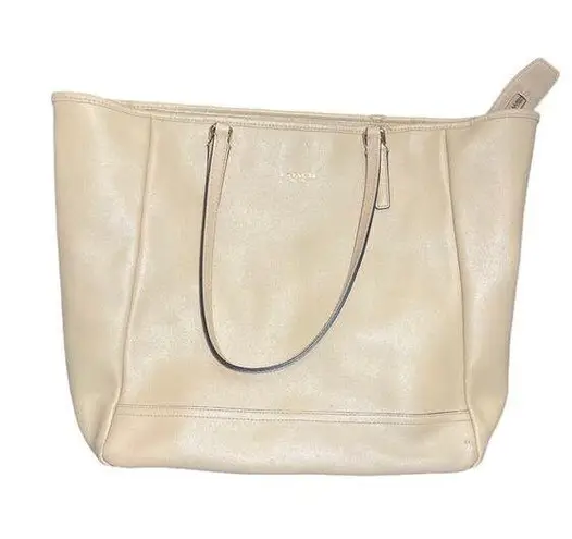 Coach  NorthSouth City Leather Tote # 23821 Beige Tan Womens