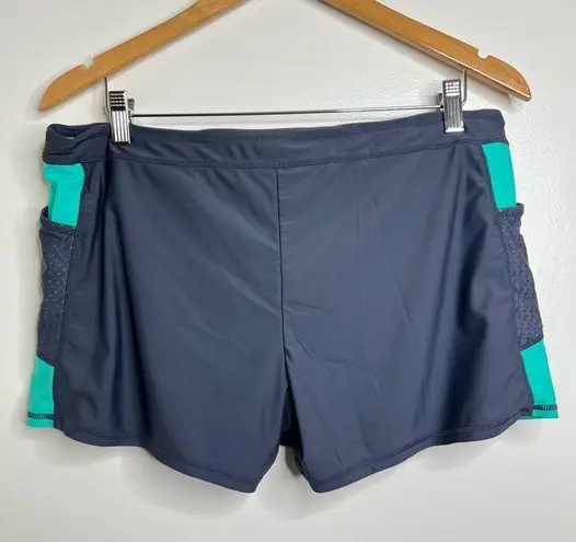 Free Country 2 Piece Swimsuit Tank & Boy Shorts Size XL 16 Aqua