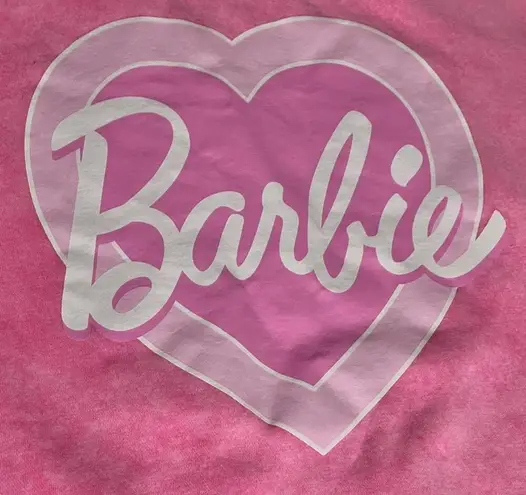 Barbie Women’s Pink &White Crew Neck Long Sleeve Heart Print Sweatshirt Sz XL