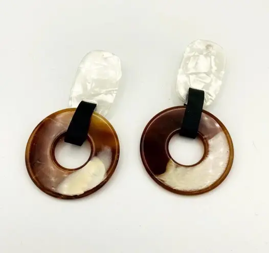 Amrita Singh Resin and Faux Leather Large Statement Earrings