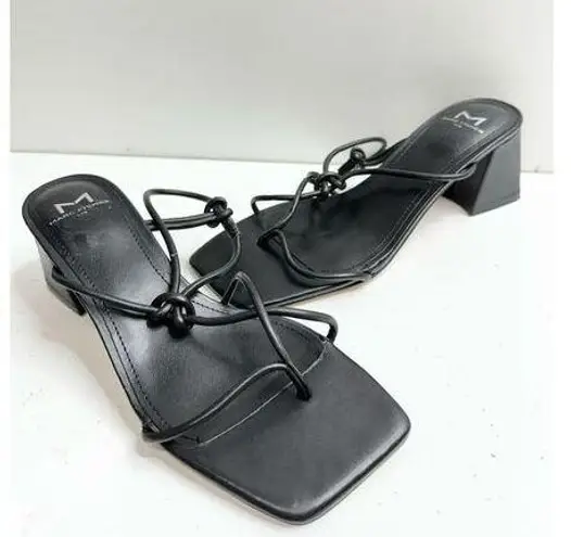 Marc Fisher  Sandals Womens Size 6.5 Black Leather Square Toe Block Heel