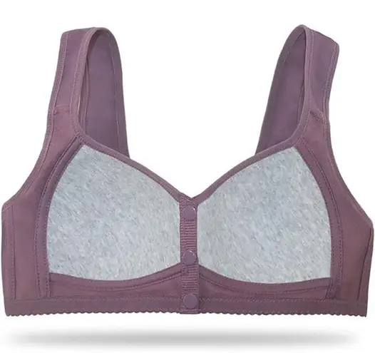 NWT ~ Purple Flowered Front Closure Push Up Senior Full Coverage Bra ~ Size 3X