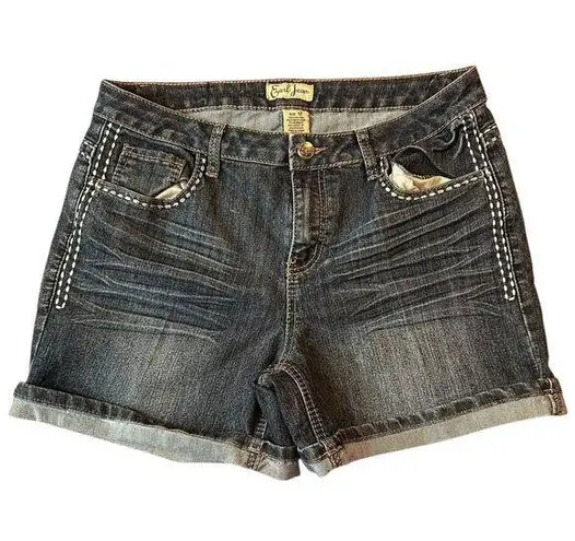 EARL JEAN Embellished Embroidered Western Cowboy Cowgirl Denim Shorts Women's 12 Blue