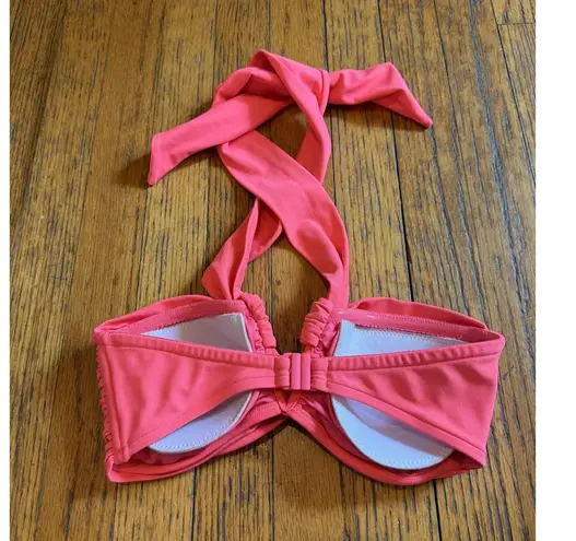 Seafolly Bikini Top Womens 8 AU US 4 Coral Pink Halter Twist Front Padded Swim