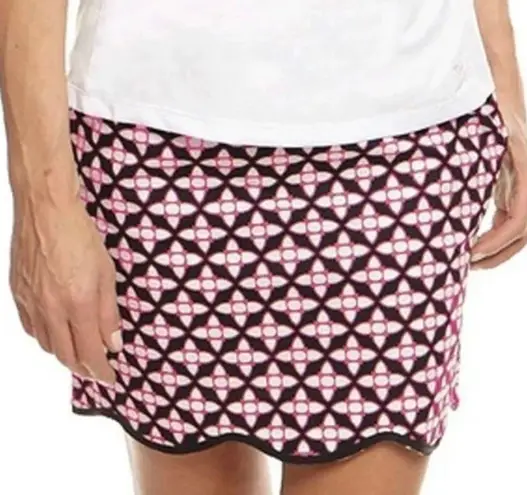 GOLFTINI FIERCE Geometric Patterned Pink Black White Scalloped Hem Skirt Skort 4