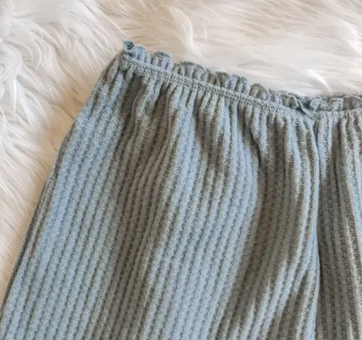 Light Blue Lettuce Trim High waisted Shorts, Brand New