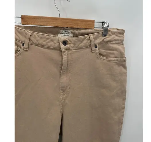 LL Bean Womens Classic Fit Khaki Pants Size 16 Straight Leg High Waisted Office Tan
