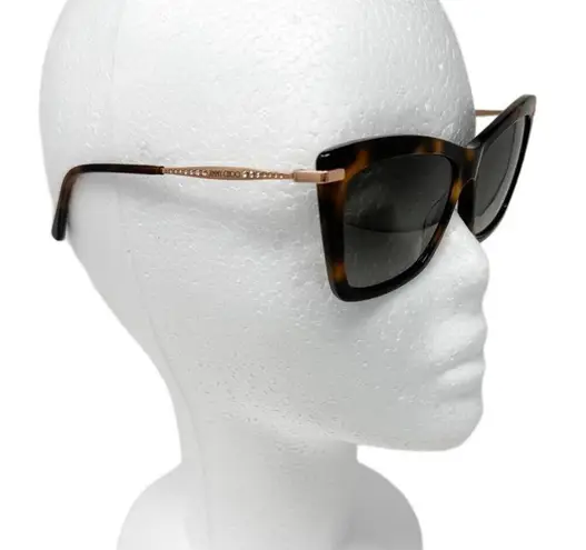 Jimmy Choo Sady Oversized Cat Eye Jeweled Tortoise & Rose Gold Sunglasses + case