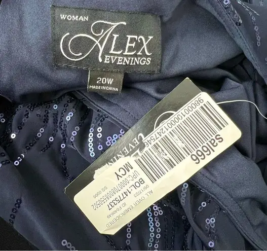 Alex Evenings Navy Chiffon Dress w/Sequin Embellished Overlay Size 20W New w/Tag