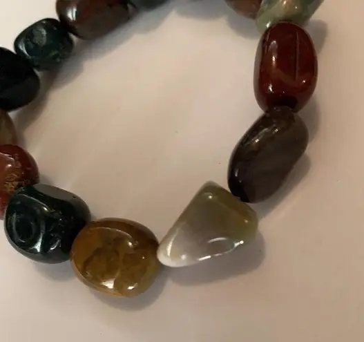 Women’s Chunky Costume Jewelry Beaded Polished Stone Stretchy Bracelet