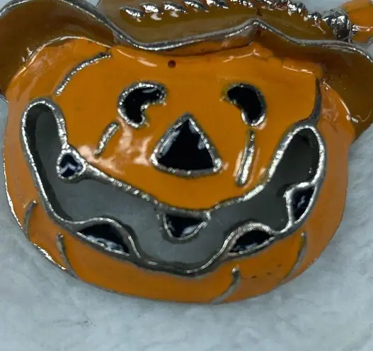 Halloween Orange Pumpkin Scarecrow Hat Jacko lantern Pin Brooch Jewelry