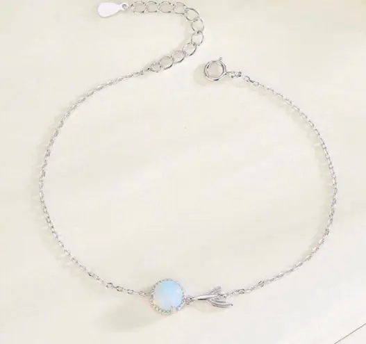 925 Sterling Silver Moonstone Charm Bracelet for Women
