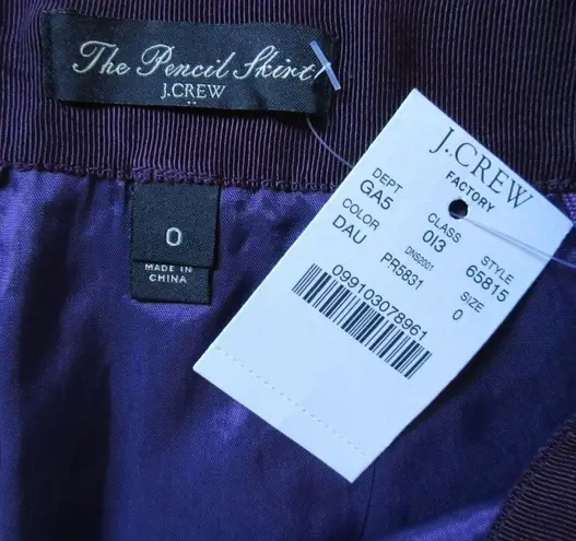 NWT J.Crew Factory The Pencil in Dark Aubergine Purple Floral Lace Skirt 0
