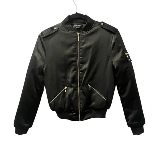 Marciano Black Luxury Bomber Jacket Size XS Women's Puffer Pockets Casual Zipper