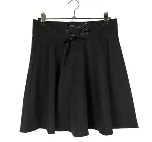 Boutique Black Lace Up Waist Punk Gothic A-Line Mini Skirt S