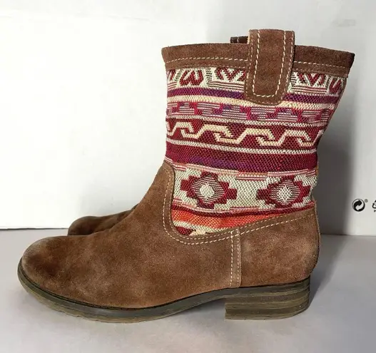 Naturalizer  Basha Southwest Tapestry Western Leather Boots Brown size 7.5W