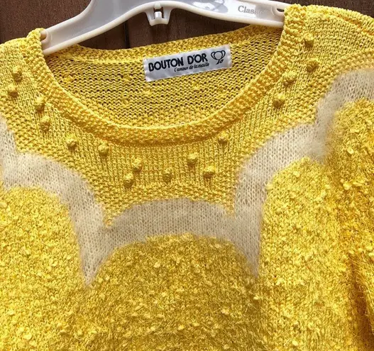 Hand knit cotton pullover with angora Size undefined