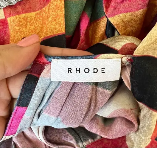 RHODE plaid geometric print midi dress size S pink purple black blue