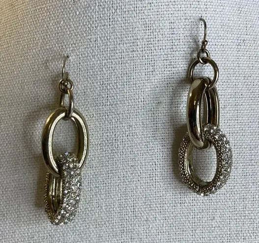 Coldwater Creek 0112 Gold & Pave Crystal Chain Link Necklace, Bracelet, Earrings