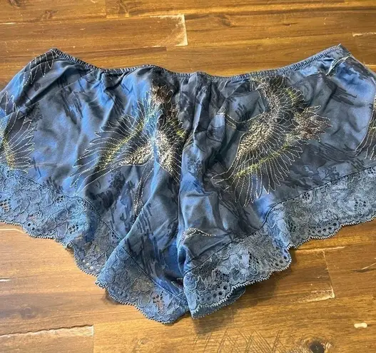 Mark & Spencer Blue Silk Lounge Shorts Lace Sexy Comfy Pj's 14 Large