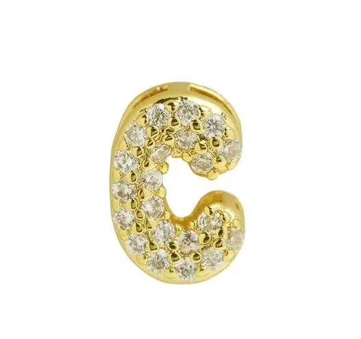 Balloon Zircon Letter C Initial Necklace Gold