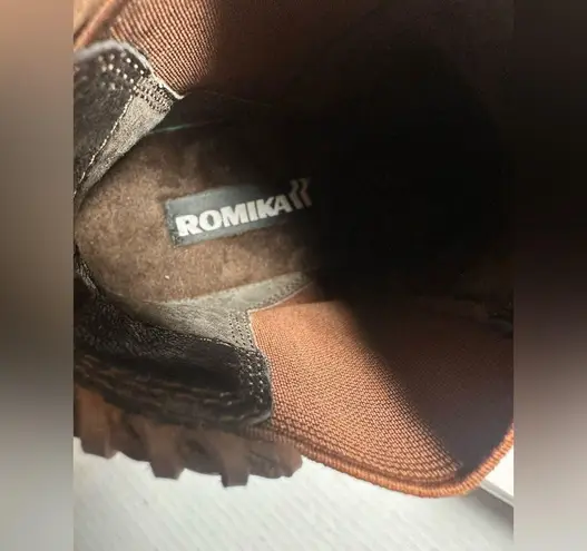 Romika Boots Women’s 38 EU/6.5 US Brown Stretch Laced Pull On Upper Leather New