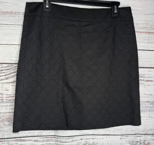 LOFT Black Eyelet Pencil Skirt Size 8 NWT Work Career Lined