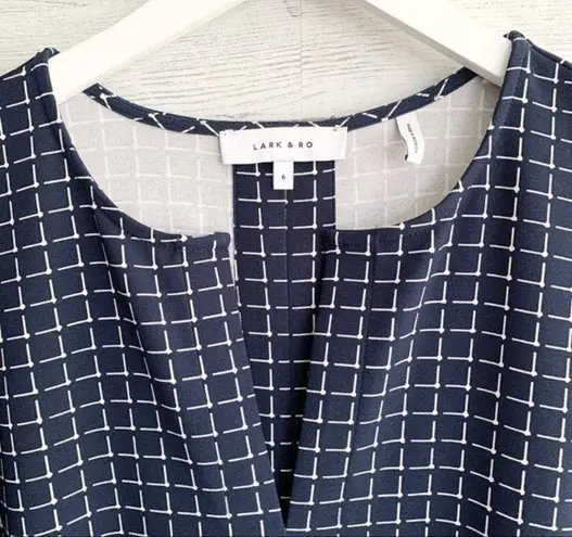 Lark & Ro Crew Split Neck Navy and White A