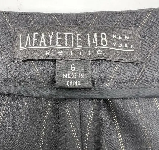 Lafayette 148  Petite 6P Dark Academia Wool Trousers Gray Pinstripe Mid Rise