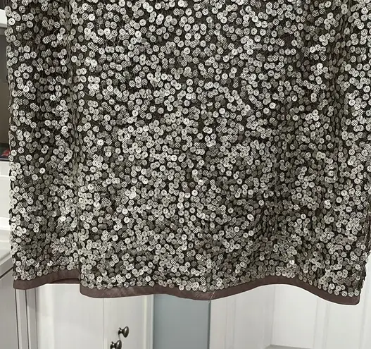 TERI JON Sportswear Silver Sequined Mesh Skirt, Size 12