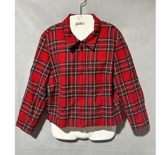 Pendleton Womens Petite Red Plaid 100% Virgin Wool Jacket Full Zip