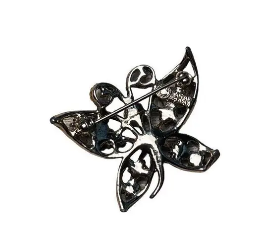 1980 Sarah Cov Butterfly Brooch Pin Costume Designer Jewelry Peach Green Vintage Gold