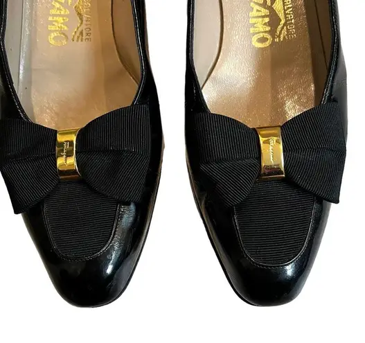 Salvatore Ferragamo for Saks Fifth Avenue Patent Princess Heel Pumps, Sz 8AAA