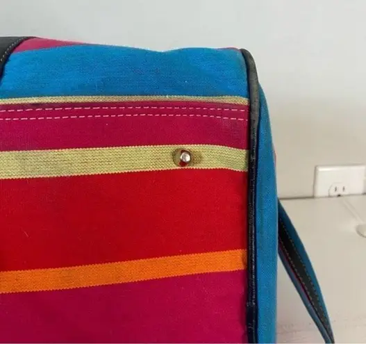 Pineda Covalin Mexico Aztec Multicolor Stripes Canvas Duffle Weekender Bag