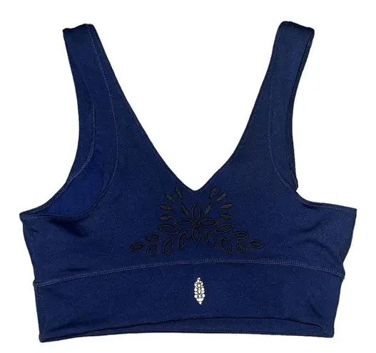 Free People Movement  navy blue black lace cutout sports bra women’s size medium