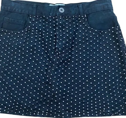 Pistola Ryder Diamond Fishnet Denim Mini Skirt - Black, Size 27