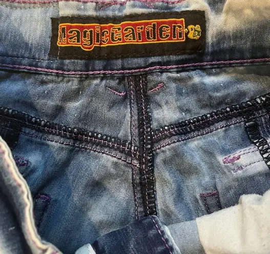 Vintage Magic Garden Acid Wash Flare Leg Jeans, Sz 5 Blue